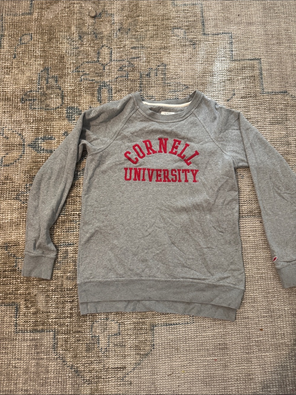 League Women's Gray Crewneck Sweatshirt with Red Cornell Lettering